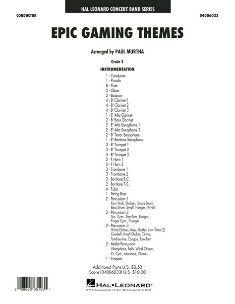 Epic Gaming Themes - Conductor Score (Full Score)